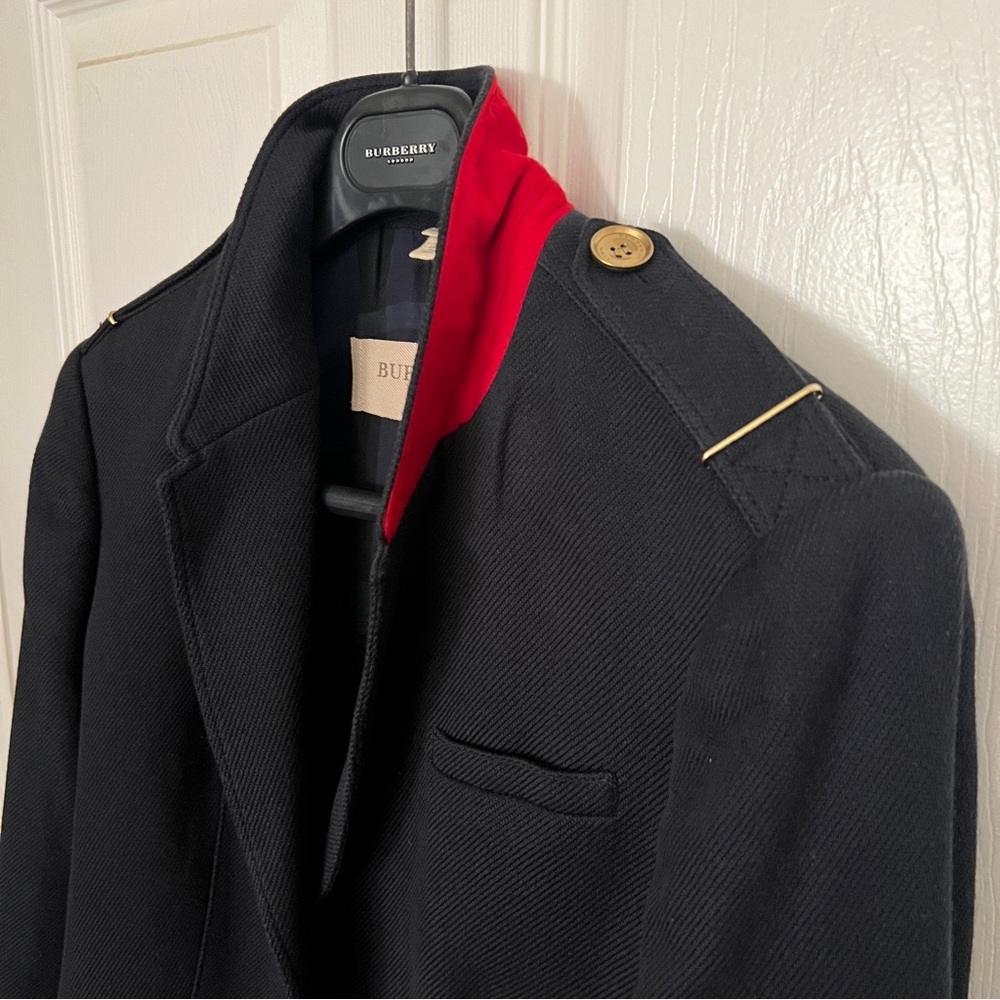 Burberry Navy Jacket with Bold Red Trim - Picture 2 of 12